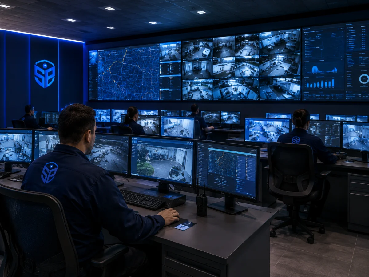 Central de monitoramento da SP Security com operadores